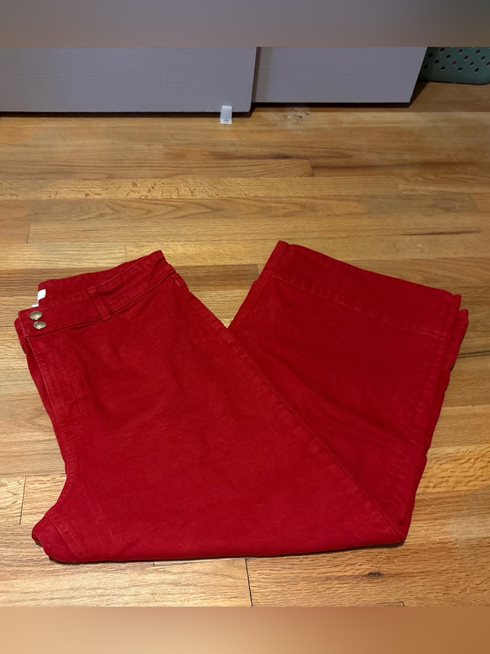 Bright Red Women's Wide Leg Cropped Denim - H&M